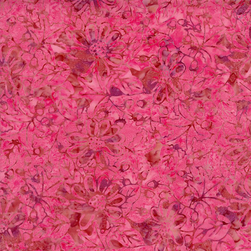 Timeless Treasures Fabrics Geranium Tonga Batiks Water Painted Floral Pink