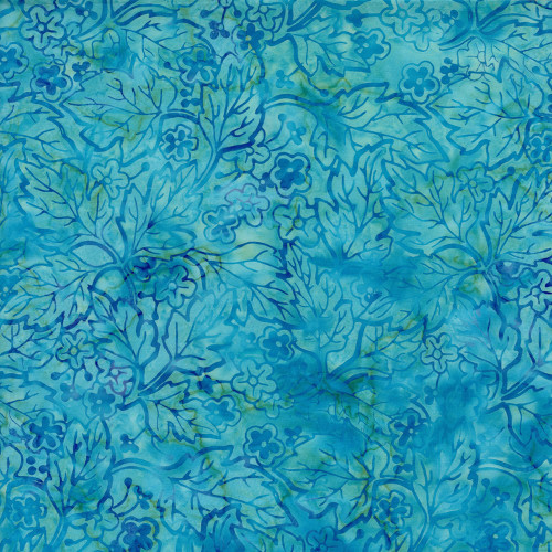 Timeless Treasures Fabrics Cabo Tonga Batiks Flora Bondi Blue