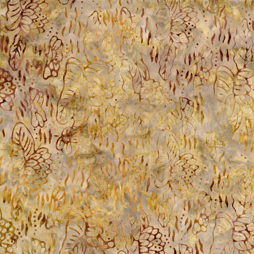 Timeless Treasures Fabrics Cabo Tonga Batiks Lotus Floral Camel Brown Cream