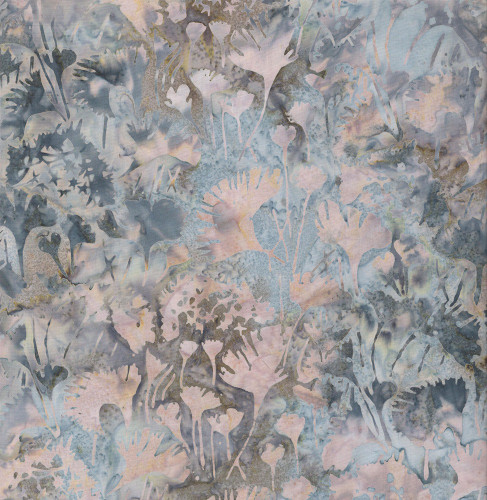 Timeless Treasures Fabrics Misty Beaches Tonga Batiks Shadowy Leaves Opal Purple Cream