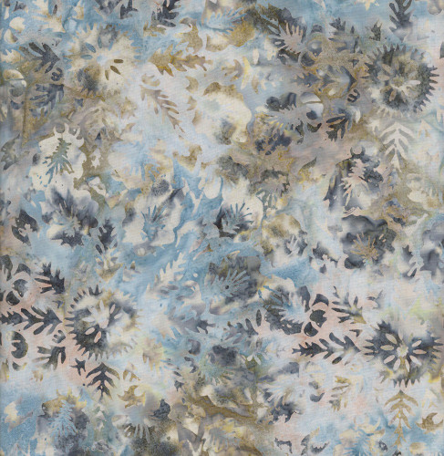 Timeless Treasures Fabrics Misty Beaches Tonga Batiks Water Leaves Seaglass Green Blue