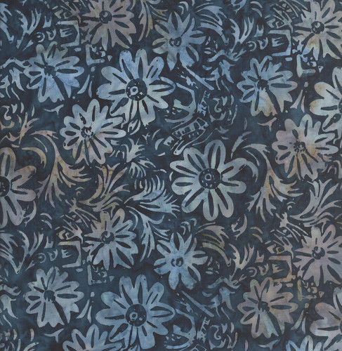Timeless Treasures Fabrics Misty Beaches Tonga Batiks Spring Floral Anchor Blue Green