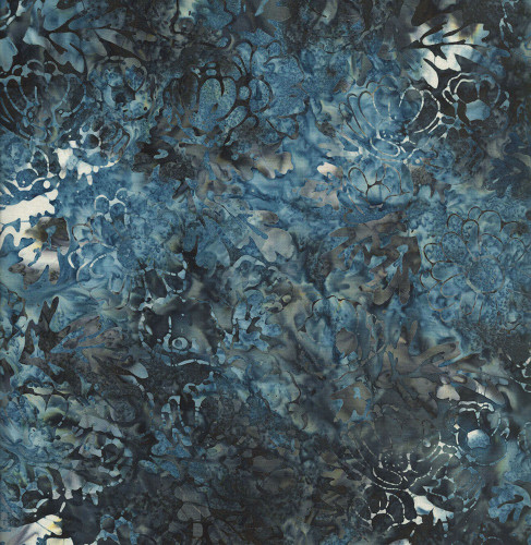 Timeless Treasures Fabrics Misty Beaches Tonga Batiks Harvest Floral Graphite Grey