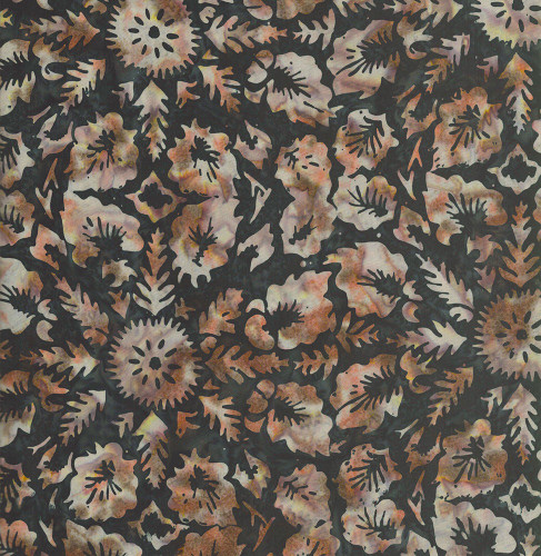 Timeless Treasures Fabrics Painted Canyon Tonga Batiks Water Leaves Ash Grey