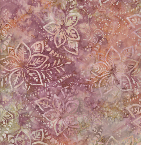 Timeless Treasures Fabrics Painted Canyon Tonga Batiks Hibiscus Heather Brown Green