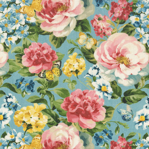 Wilmington Prints Blushing Meadow Danhui Nai Packed Floral 108 Inch Wide Quilt Backing Blue