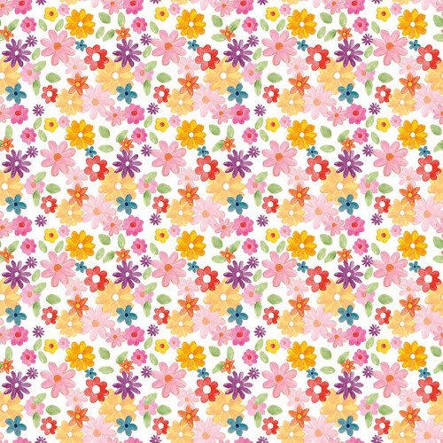 Timeless Treasures Fabrics Hello Summer Multi White Yellow Orange Pink Purple Floral