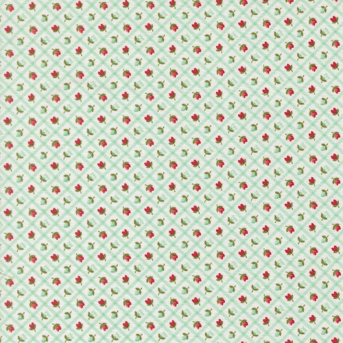 Moda Fabrics Bloomsberry Camille Roskelley Floral Check Aqua Blue