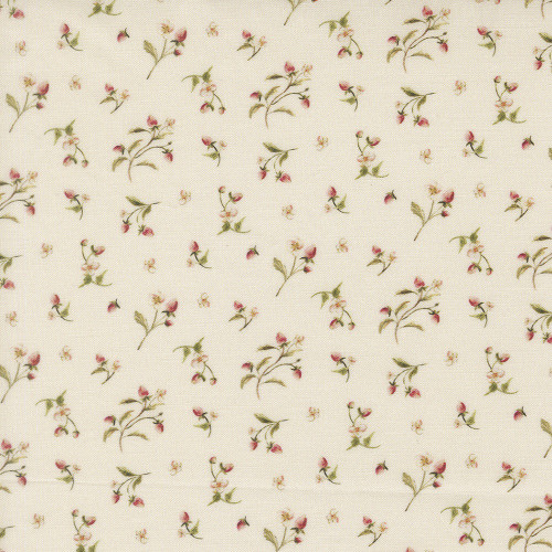 Moda Fabrics Fable and Fern Watercolour Heart Berry Bramble Strawberry Floral Eggshell Multi