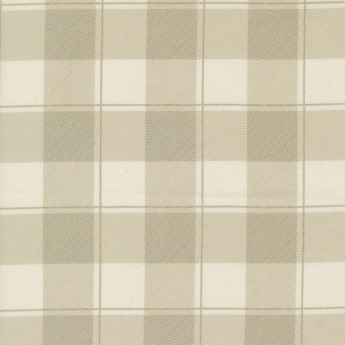 Moda Fabrics Fable and Fern Watercolour Heart Cabin Gingham Check Stone Green