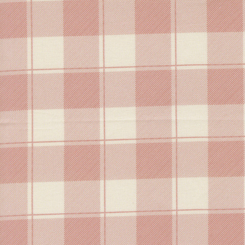 Moda Fabrics Fable and Fern Watercolour Heart Cabin Gingham Check Rose Pink