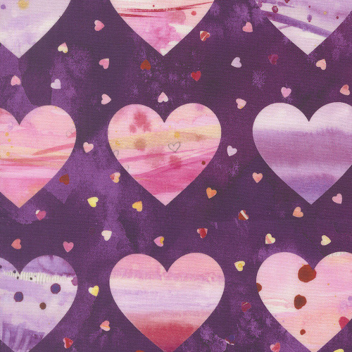 Moda Fabrics Fleur The Love Create Joy Project Lovestruck Valentine Hearts Plum Purple