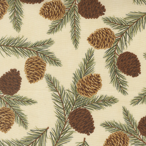 Moda Fabrics Northwoods Lodge Deb Strain Pinecones Pine Needles Natural