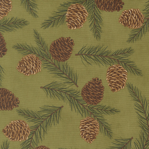 Moda Fabrics Northwoods Lodge Deb Strain Pinecones Pine Needles Meadow Green