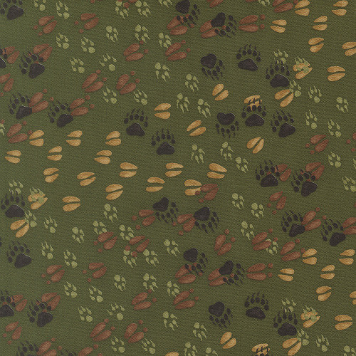 Moda Fabrics Northwoods Lodge Deb Strain Animal Tracks Pine Green