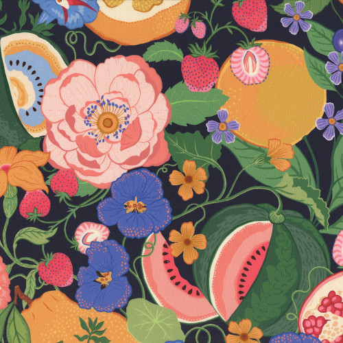 Liberty of London Fabrics Tana Lawn Jillie Navy Fruit Flowers Pink Blue Green
