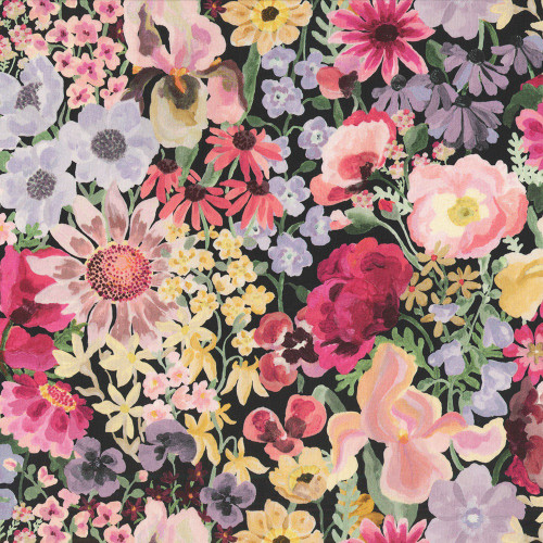 <p>Liberty of London Fabrics Tana Lawn Morris Meadow Pink Pink Peach Lilac Flowers Zinnia Sunflower Iris</p>