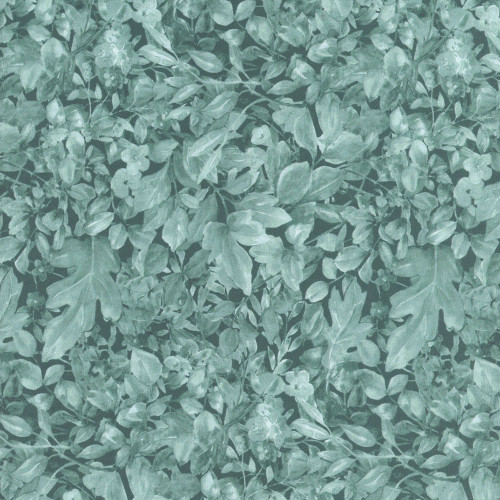 Clothworks Fabrics Floral Drama Beth Grove Packed Leaves Teal Green