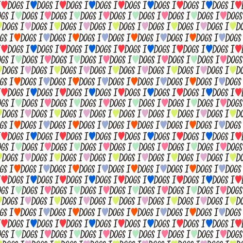 <p>Timeless Treasures Fabrics Novelty Pets White I Love Dogs Script Words Red Blue Black</p>