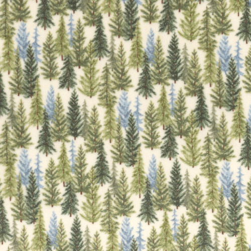 Moda Fabrics Northwoods Lodge Quilting Cuddle Fleece Cream Green Blue Pine Tree Forest