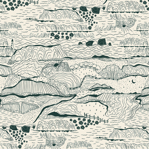 Windham Fabrics Rocky Coast Driftline Ivory Cream Blue
