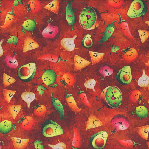 Quilting Treasures Fabrics QT Fabrics Foodies Dan Morris Rock the Guac Cayenne