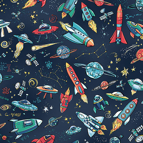 Andover Fabrics Orbit Makower UK Rockets Blue