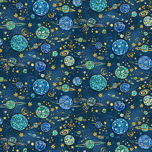 Andover Fabrics Orbit Makower UK Galaxy Blue
