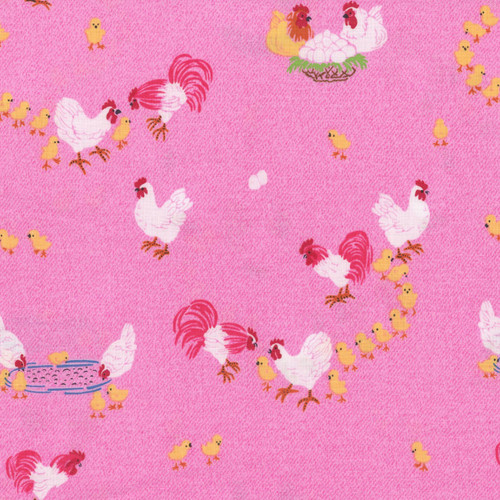 Andover Fabrics Our Simple Life Charisma Horton Little Chicks in a Row Cotton Candy Pink