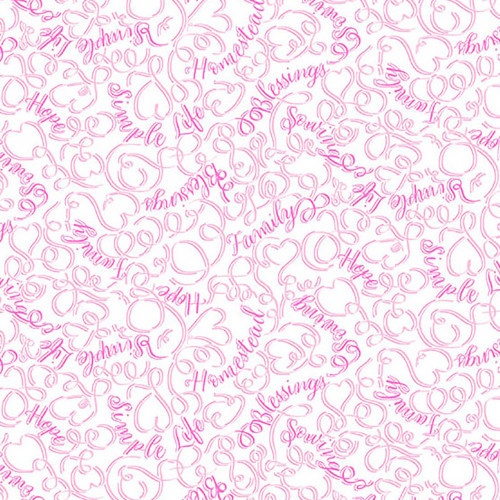 Andover Fabrics Our Simple Life Charisma Horton Blessings Cotton Candy Pink