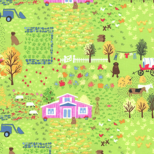 Andover Fabrics Our Simple Life Charisma Horton The Little Pink Homestead Grass Green