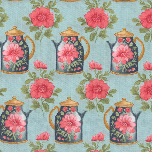 Andover Fabrics Sparrow Falls Michael Nardi Afternoon Tea Teapot Blue