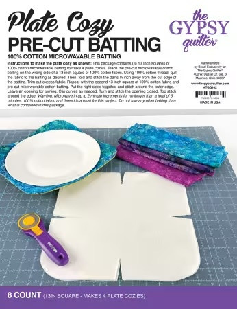 The Gypsy Quilter Plate Cozy Pre Cut Batting  8Ct