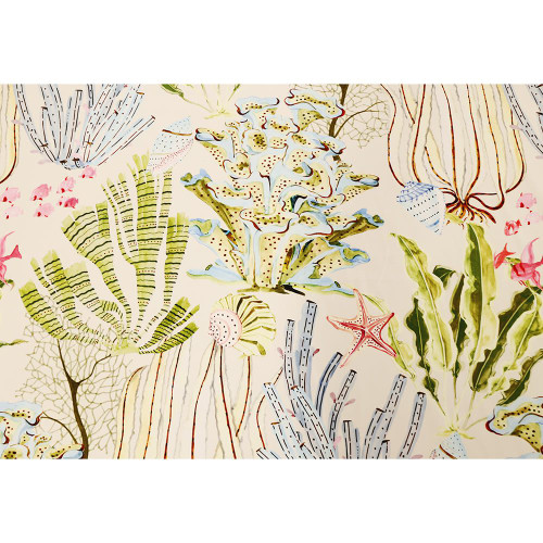 Hamilton Fabrics Isla Capri Ocean Ferns Coral Blue Green Cram