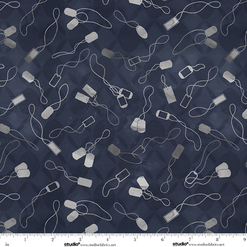Studio E Fabrics Stars and Stripes Funny Girl Dog Tag Toss Midnight Blue