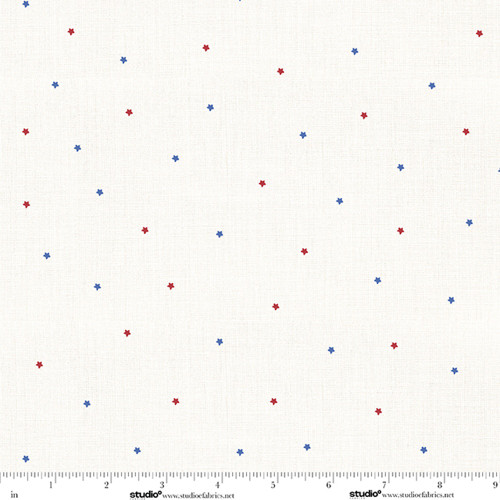 Studio E Fabrics Stars and Stripes Funny Girl Teeny Tiny Stars Patriotic Red Blue
