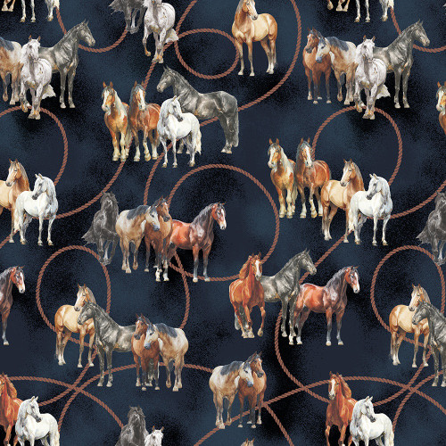 Windham Fabrics Lone Star Trail Whistler Studios Wild Horses Midnight