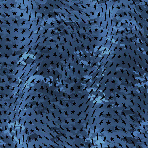 AE Nathan Fabrics US Air Force Navy Blue Whtie Wavy Stars