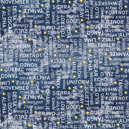AE Nathan Fabrics US Navy Navy Blue with White NATO Phonetic Alphabet