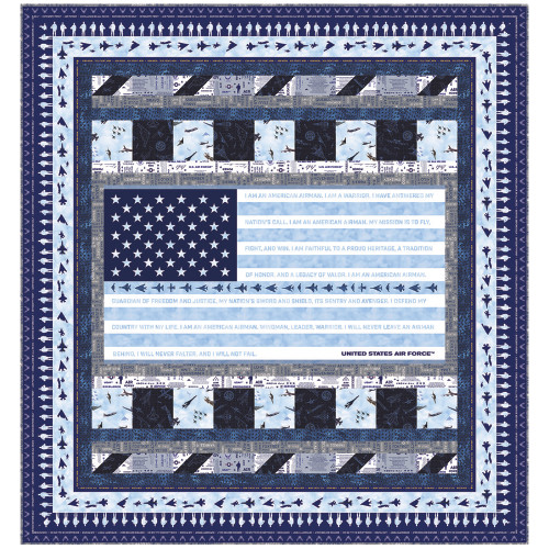 AE Nathan Fabrics US Air Force Blue Flag Twin Size Quilt Kit