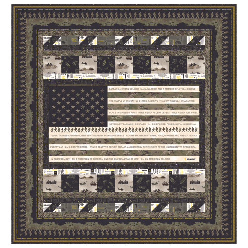 AE Nathan Fabrics US Army Green Flag Twin Size Quilt Kit