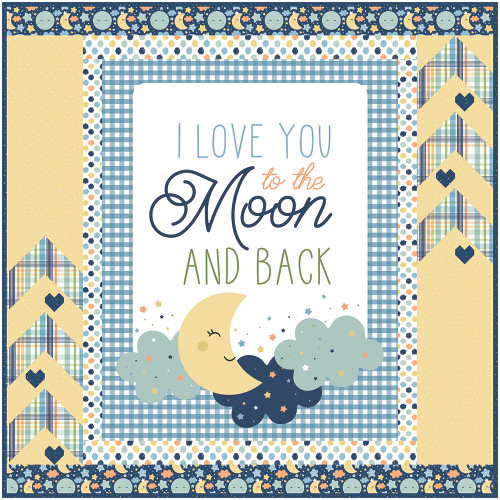 Riley Blake Fabrics Love You to the Moon Flannel Echo Park Blue Panel Quilt Kit Blue