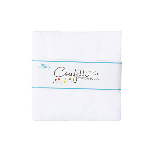 <p>Riley Blake Designs Confetti Cotton Solid Five Inch Stacker Riley White</p>