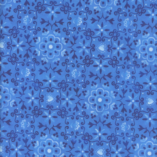 Windham Fabrics Chateau Meow Whistler Studios Azulejo Cobalt Blue