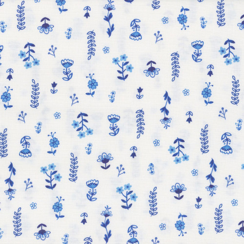 Windham Fabrics Chateau Meow Whistler Studios Painted Florals White Blue
