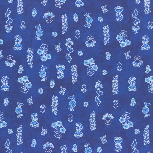 Windham Fabrics Chateau Meow Whistler Studios Painted Florals Royal Blue
