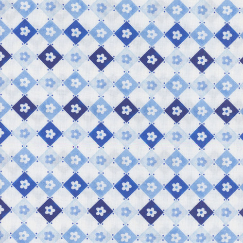 Windham Fabrics Chateau Meow Whistler Studios Daisy Diamonds White Blue