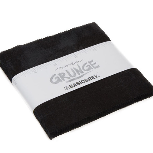 Moda Fabrics Grunge Texture Charm Pack Forty Five Inch Squares Onyx Black