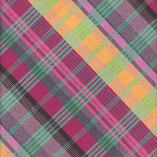 Clothworks Fabrics 108 Inch Wide Quilt Backing Diagonal Plaid Glastonbury Raspberry Pink