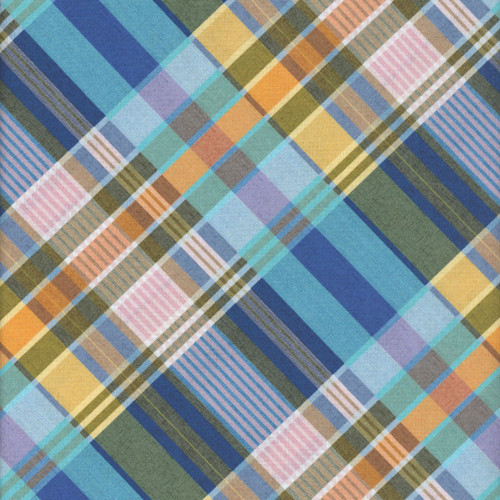 Clothworks Fabrics 108 Inch Wide Quilt Backing Diagonal Plaid Glastonbury Devon Night Sky Blue